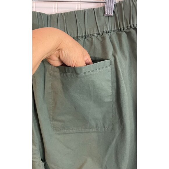 On 34th Womens Olive Green Elastic Waist Wide-Leg Pants 1X Cotton Blend - Picture 6 of 14